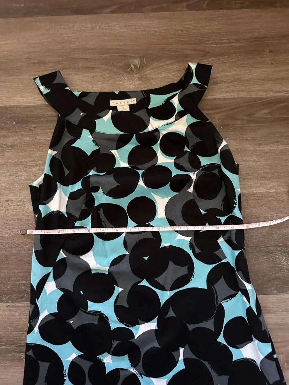 Tweeds Scoop Neck Geometric Dress Black Light Blue White Size 4